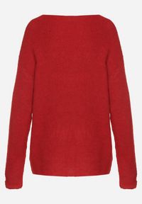 Born2be - Czerwony Sweter z Dodatkiem Wełny i Trójkątnym Dekoltem Esmina. Okazja: na co dzień. Kolor: czerwony. Materiał: wełna. Styl: klasyczny, casual, elegancki #5