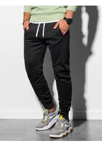 Ombre Clothing - Spodnie męskie dresowe joggery P867 - czarne - XXL. Kolor: czarny. Materiał: dresówka #3