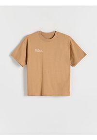 Reserved - T-shirt z nadrukiem - brązowy. Kolor: brązowy. Materiał: bawełna. Wzór: nadruk