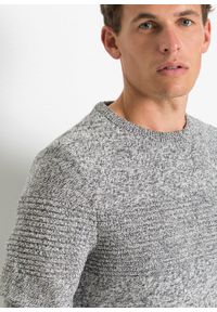 bonprix - Sweter z czystej bawełny. Kolor: niebieski, szary. Materiał: bawełna. Wzór: melanż #3