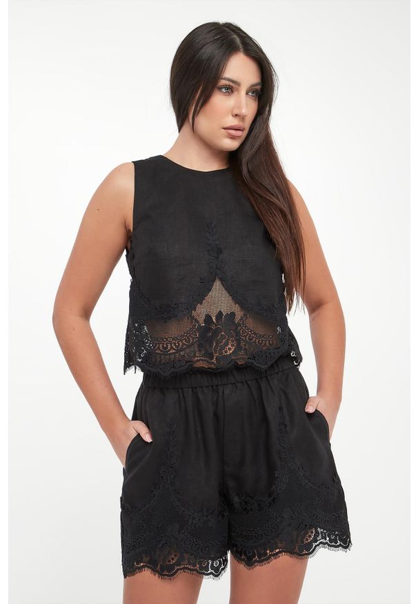 Twinset Milano - Top damski lniany TWINSET. Materiał: len