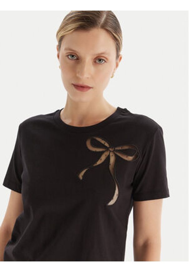 TwinSet - TWINSET T-Shirt 252TT2312 Czarny Regular Fit. Kolor: czarny. Materiał: bawełna