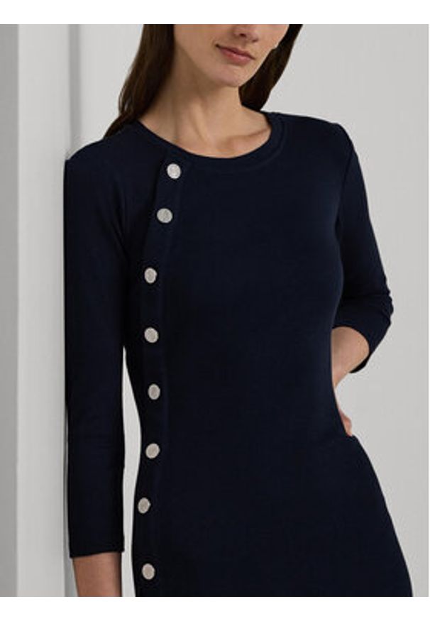Lauren Ralph Lauren Sukienka codzienna 250940561001 Granatowy Slim Fit. Okazja: na co dzień. Kolor: niebieski. Materiał: bawełna. Typ sukienki: proste. Styl: casual