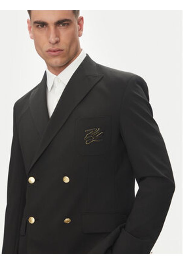 Karl Lagerfeld - KARL LAGERFELD Marynarka 155102 552037 Czarny Slim Fit. Typ kołnierza: dekolt w karo. Kolor: czarny