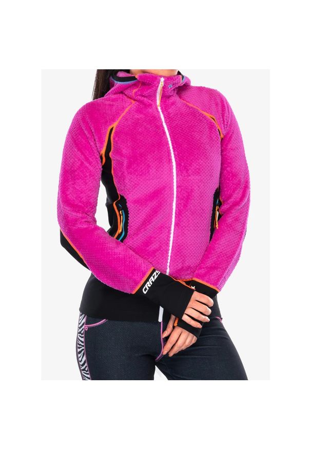 CRAZY - Bluza z kapturem damska Crazy Pull Inspire. Typ kołnierza: kaptur. Kolor: różowy. Materiał: polar. Sport: turystyka piesza
