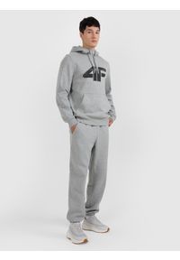4f - 4F Bluza dresowa nierozpinana z kapturem męska - szara S. Okazja: na co dzień. Typ kołnierza: kaptur. Kolor: szary. Materiał: dresówka. Styl: casual
