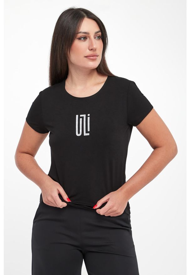 Sportalm - T-shirt damski wiskozowy z logo SPORTALM. Materiał: wiskoza