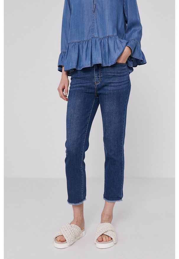 DKNY - Dkny Jeansy Rivington damskie medium waist. Kolor: niebieski