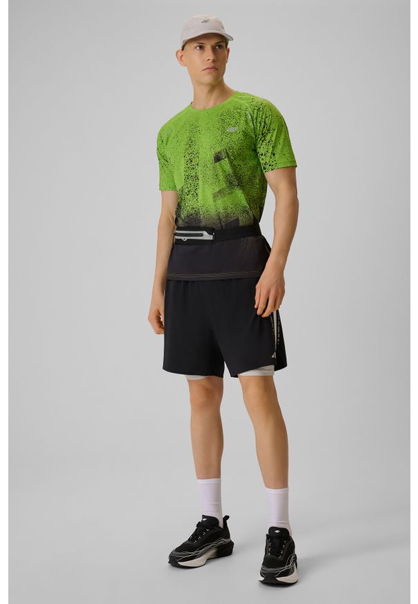 4f - 4F Spodenki do biegania szybkoschnące męskie - czarne XL. Kolor: czarny. Materiał: skóra, materiał. Długość: krótkie. Sport: bieganie