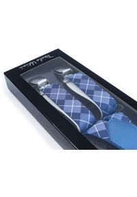 Modini - Szelki unisex w kratę, romby - argyle X34. Materiał: skóra, guma #1