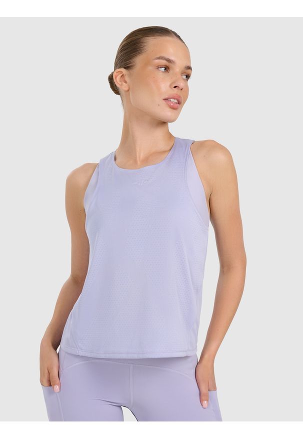 4f - 4F Top treningowy szybkoschnący damski - niebieski S. Kolor: niebieski. Materiał: syntetyk, materiał, włókno, tkanina. Sport: joga i pilates, fitness