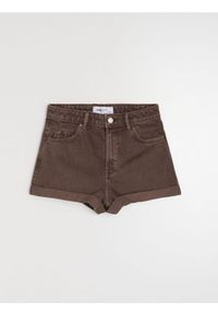 Sinsay - Szorty jeansowe mom high waist - brązowy. Stan: podwyższony. Kolor: brązowy. Materiał: jeans
