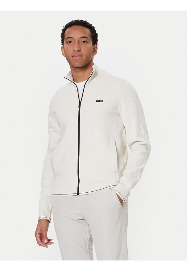BOSS Kardigan League FZ 50547505 Écru Regular Fit. Materiał: wiskoza