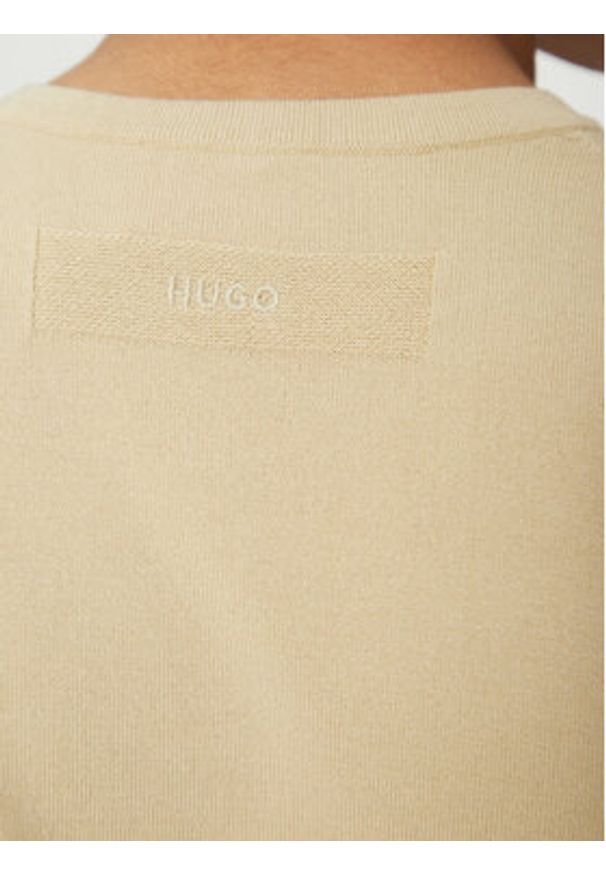 Hugo - HUGO Sweter San Cody 50532074 Beżowy Slim Fit. Kolor: beżowy. Materiał: wiskoza