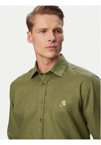 Karl Lagerfeld - KARL LAGERFELD Koszula 605084 562791 Zielony Regular Fit. Typ kołnierza: dekolt w karo. Kolor: zielony. Materiał: len #5