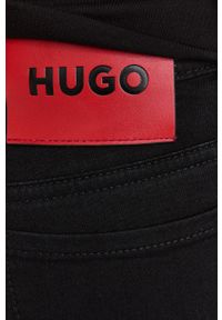 Hugo - HUGO jeansy Gillow damskie medium waist. Kolor: czarny