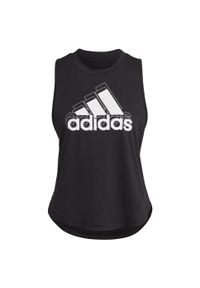 Adidas - Damski graficzny logo crop top adidas Aeroready Racerback. Kolor: czarny, biały, wielokolorowy. Sport: fitness
