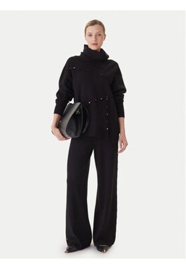 LOLA CASADEMUNT Spodnie materiałowe LF2514002 Czarny Regular Fit. Kolor: czarny. Materiał: wiskoza