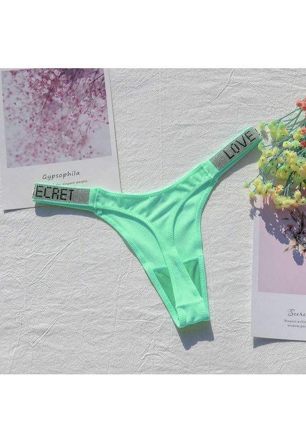 Intica - Stringi z szeroką gumką i nowoczesnym designem Dior. Kolor: zielony. Materiał: tkanina, materiał