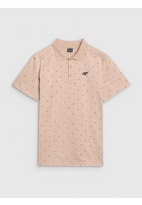 4f - 4F Koszulka polo regular z nadrukiem męska - beżowa XXL. Okazja: na co dzień. Typ kołnierza: polo. Kolor: beżowy. Materiał: jersey, bawełna, materiał. Wzór: nadruk. Styl: klasyczny, casual, elegancki, sportowy #1