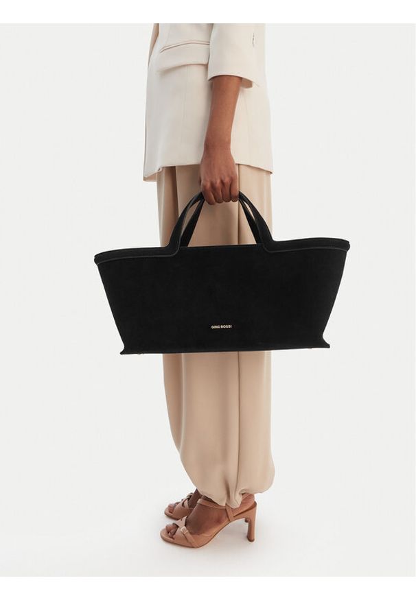 Gino Rossi - GINO ROSSI Torebka EO-LA224-19153B Czarny. Kolor: czarny. Materiał: zamszowe, skórzane