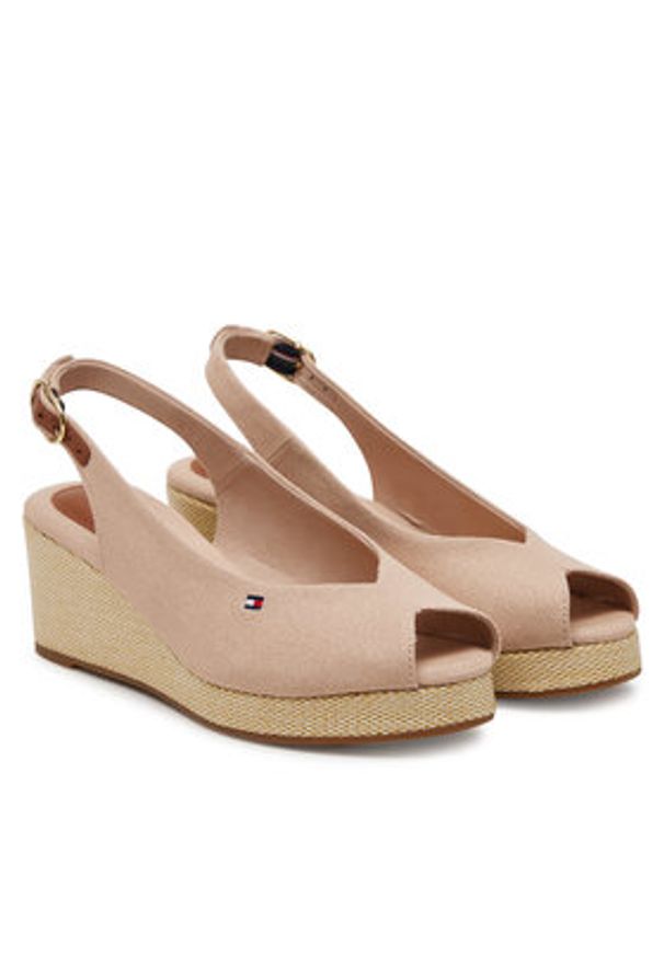 TOMMY HILFIGER - Tommy Hilfiger Espadryle Flag Mid Wedge Espad Slingback FW0FW08595 Różowy. Kolor: różowy. Materiał: materiał
