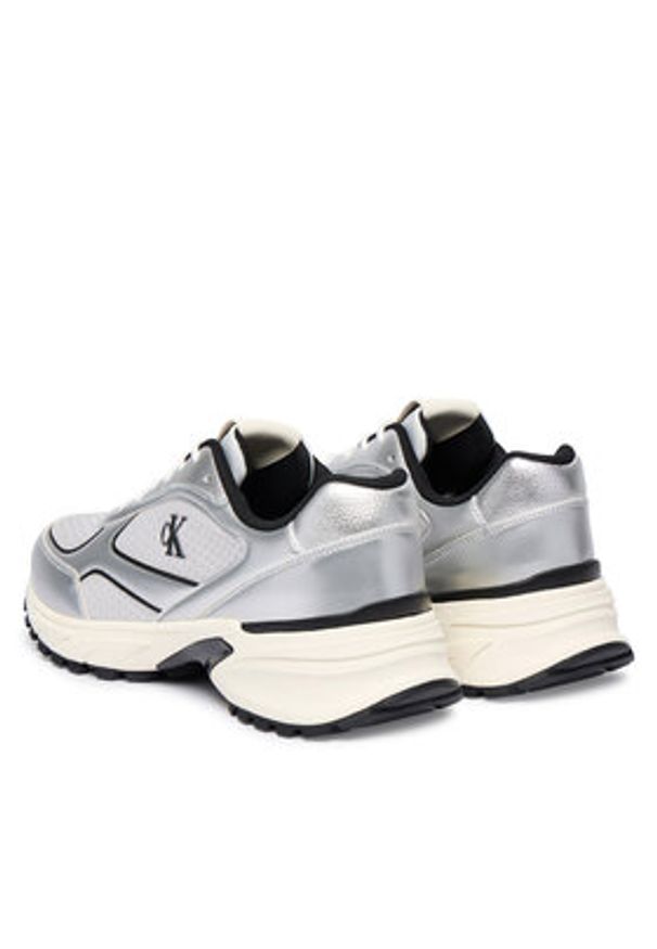 Calvin Klein Sneakersy Hike Runner Laceup Mesh Mix Met YM0YM01402 Srebrny. Kolor: srebrny. Materiał: skóra