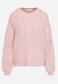 Born2be - Różowy Sweter z Długim Włosiem i Dodatkiem Wełny Merithina. Kolor: różowy. Materiał: wełna. Długość: długie. Styl: klasyczny, elegancki #6