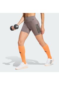 Adidas - Krótkie legginsy Optime Workout 3-Stripes. Stan: podwyższony. Kolor: szary, wielokolorowy, brązowy. Materiał: skóra, lycra. Długość: krótkie. Sport: fitness #1