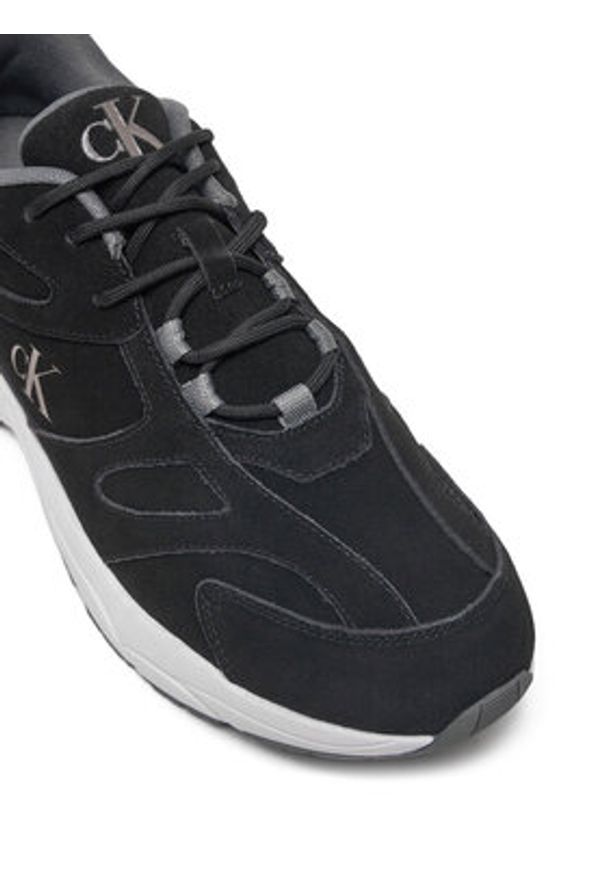 Calvin Klein Jeans Sneakersy Retro Tennis Low Mg Mix Media YM0YM01171 Czarny. Kolor: czarny. Materiał: zamsz, skóra