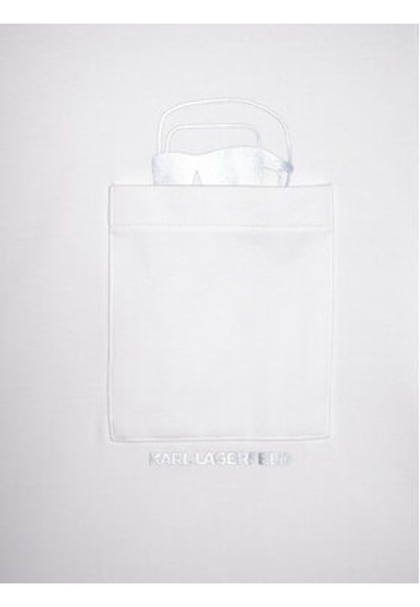 Karl Lagerfeld - KARL LAGERFELD T-Shirt 755047 561221 Biały Regular Fit. Typ kołnierza: dekolt w karo. Kolor: biały. Materiał: bawełna