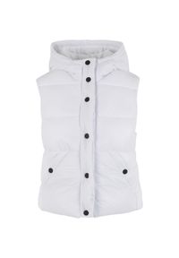 Kurtka bez rękawów z kapturem z recyklingu dla kobiet Urban Classics Sherpa. Typ kołnierza: kaptur. Kolor: biały. Materiał: puch. Długość rękawa: bez rękawów. Styl: elegancki #1