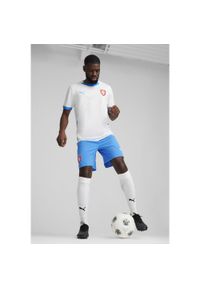 Puma - Męska koszulka wyjazdowa reprezentacji Czech w piłce nożnej 2024 PUMA. Kolor: biały, wielokolorowy, niebieski
