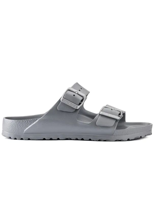Birkenstock Arizona EVA Metallic Silver Klapki damskie. Okazja: na plażę, na spacer. Kolor: szary. Materiał: materiał. Wzór: paski. Sezon: lato. Styl: elegancki