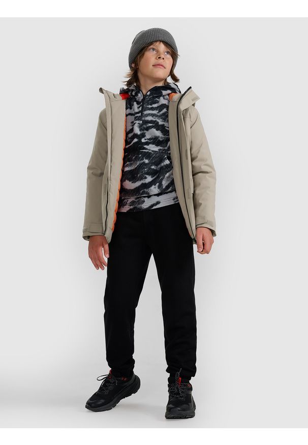 4f - 4F Kurtka przejściowa membrana 5000 chłopięca - beżowa 146 (10-11 lat). Okazja: na co dzień. Typ kołnierza: kaptur. Kolor: beżowy. Materiał: dzianina, tkanina, syntetyk, materiał, poliester. Sezon: lato. Styl: casual, klasyczny, sportowy