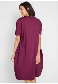 Sukienka bawełniana oversize, rękawy 1/2 bonprix jeżynowy. Kolor: fioletowy. Materiał: bawełna. Typ sukienki: oversize #2