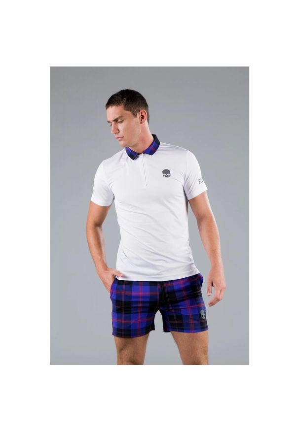 HYDROGEN - Koszulka Hydrogen TARTAN ZIPPED TECH POLO. Typ kołnierza: polo. Kolor: fioletowy, biały, wielokolorowy, czarny. Sport: tenis