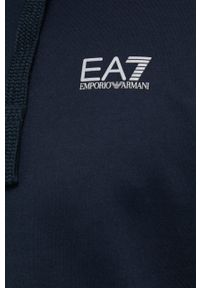 EA7 Emporio Armani bluza bawełniana męska kolor granatowy z kapturem gładka. Okazja: na co dzień. Typ kołnierza: kaptur. Kolor: niebieski. Materiał: bawełna. Wzór: gładki. Styl: casual #2
