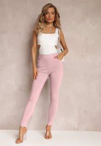 Renee - Różowe Spodnie Skinny z Talią High Waist Malga. Stan: podwyższony. Kolor: różowy. Długość: długie #1