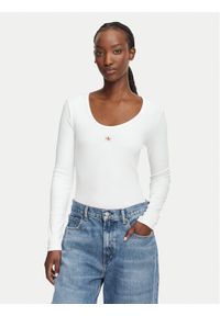 Calvin Klein Jeans Bluzka LV047D218G Biały Slim Fit. Kolor: biały. Materiał: bawełna #1