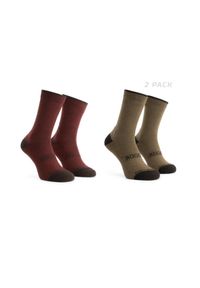 ROGELLI - Skarpetki zimowe unisex Rogelli Merino z owczej wełny 2-pack. Kolor: czerwony, wielokolorowy, brązowy. Materiał: wełna. Sport: kolarstwo