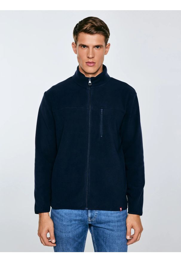 Big-Star - Bluza męska polarowa rozpinana granatowa Malkom 403. Kolor: niebieski. Materiał: polar. Sezon: jesień, lato, zima, wiosna