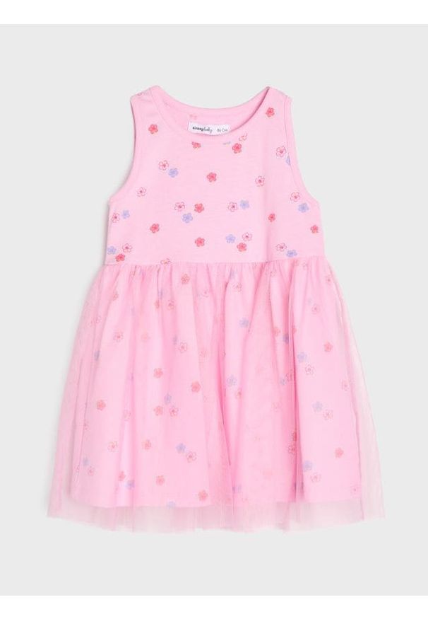 Sinsay - Bawełniana sukienka z tiulowym dołem - begonia. Materiał: bawełna, tiul