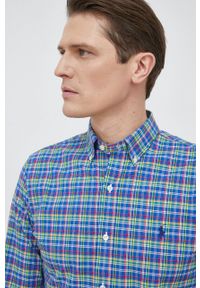 Polo Ralph Lauren koszula męska slim z kołnierzykiem button-down. Typ kołnierza: button down, polo. Materiał: tkanina. Wzór: aplikacja #1