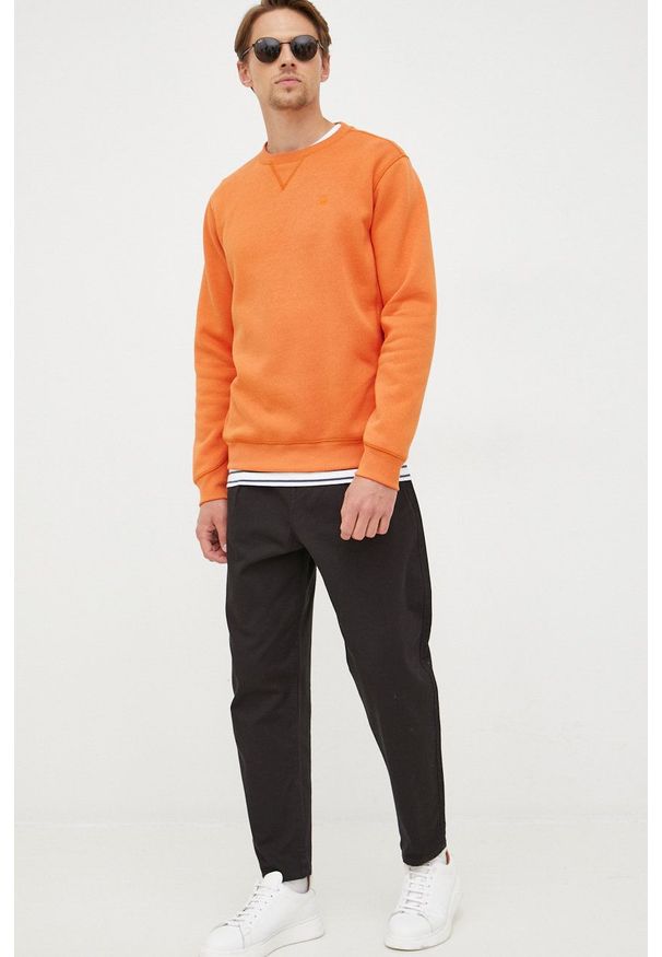 G-Star RAW - G-Star Raw Bluza męska kolor pomarańczowy. Kolor: pomarańczowy. Materiał: poliester, dzianina. Wzór: gładki