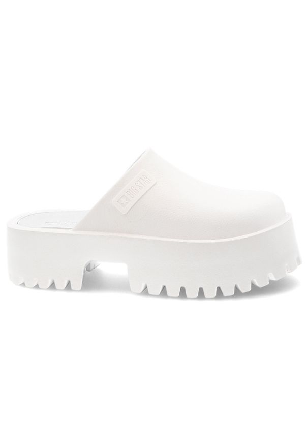 Big-Star - Białe Klapki Big Star Modne Obuwie Damskie Na Solidnej Podeszwie. Okazja: na co dzień. Kolor: biały. Wzór: jednolity. Styl: casual, klasyczny