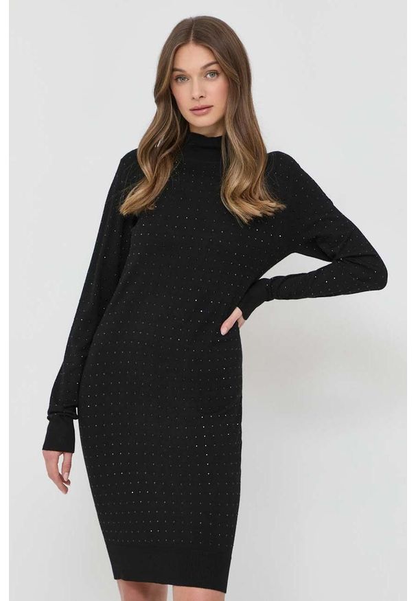 Karl Lagerfeld sukienka kolor czarny mini prosta. Okazja: na co dzień. Kolor: czarny. Długość rękawa: długi rękaw. Typ sukienki: proste. Styl: casual. Długość: mini