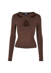 Damska koszulka z długim rękawem Urban Classics Crossed Cut Out GT. Kolor: brązowy. Długość rękawa: długi rękaw. Długość: długie #1