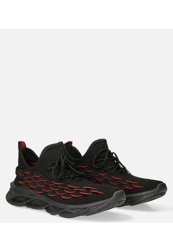 Casu - czarne buty sportowe sznurowane casu 204/17b. Kolor: czerwony, wielokolorowy, czarny