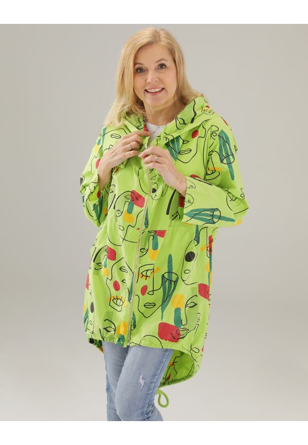 Unisono - ZIELONA KURTKA Z NADRUKIEM 114-7000K MELA. Kolor: zielony. Materiał: bawełna. Wzór: nadruk